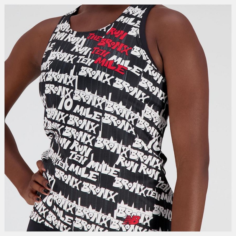 Tops New Balance Bronx 10 Mile Singlet Mujer Blancas Negras | EC 2199KI