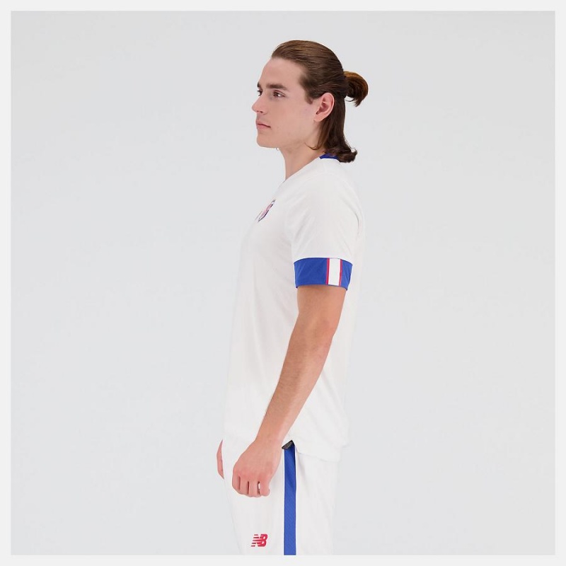 Tops New Balance Costa Rica Away Sleeve Jersey Hombre Blancas Azules | EC 1497KI