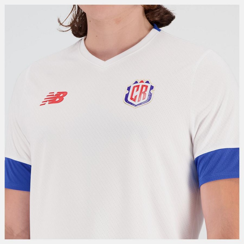 Tops New Balance Costa Rica Away Sleeve Jersey Hombre Blancas Azules | EC 1497KI