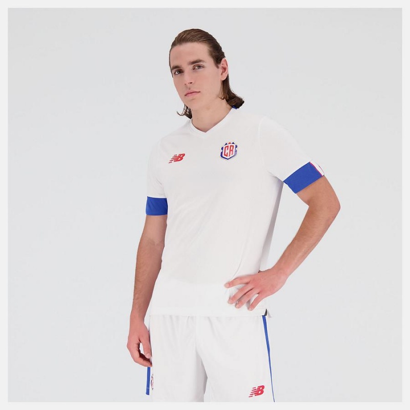 Tops New Balance Costa Rica Away Sleeve Jersey Hombre Blancas Azules | EC 1497KI