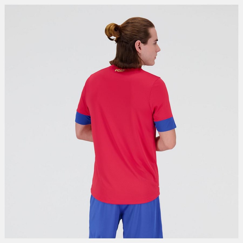 Tops New Balance Costa Rica Home Sleeve Jersey Hombre Rojas Azules | EC 1498LH