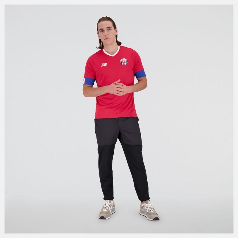 Tops New Balance Costa Rica Home Sleeve Jersey Hombre Rojas Azules | EC 1498LH