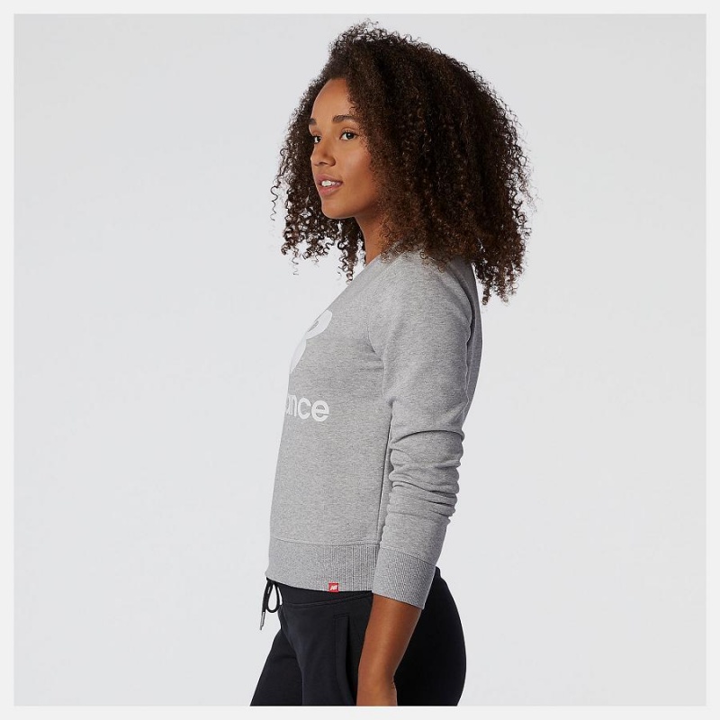 Tops New Balance Essentials Crew Fleece Mujer Gris | EC 2182QZ