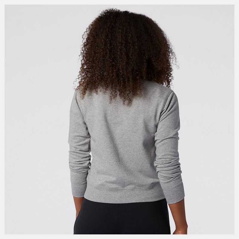 Tops New Balance Essentials Crew Fleece Mujer Gris | EC 2182QZ