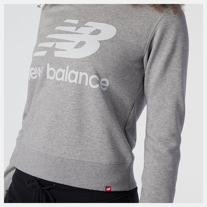 Tops New Balance Essentials Crew Fleece Mujer Gris | EC 2182QZ