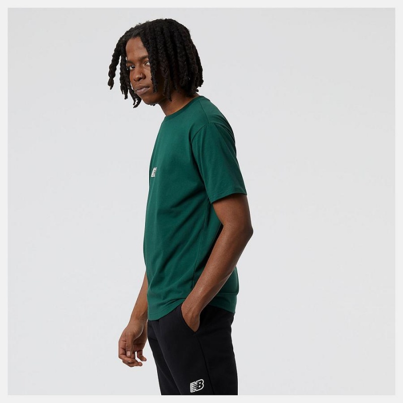 Tops New Balance Essentials Estampadas Sleeve 2 Hombre Verde Oscuro | EC 1503BC