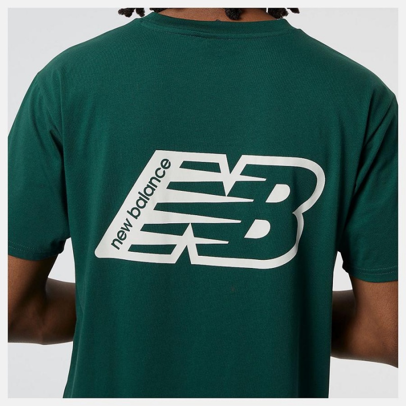 Tops New Balance Essentials Estampadas Sleeve 2 Hombre Verde Oscuro | EC 1503BC