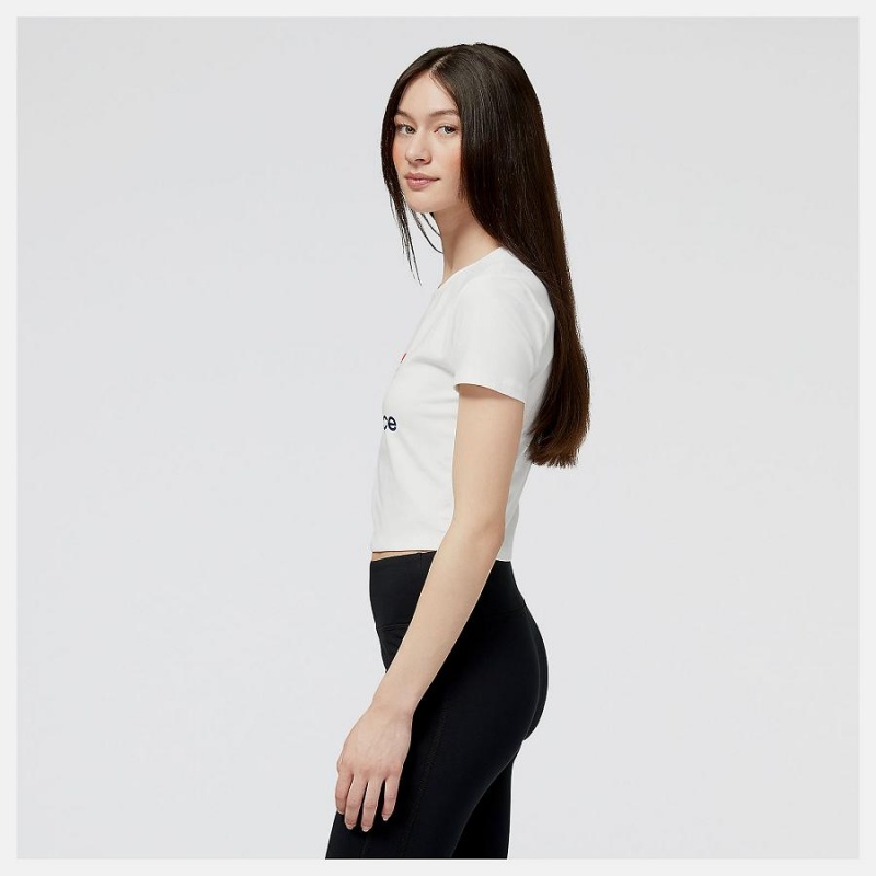 Tops New Balance Essentials New Wave Sleeve Mujer Blancas | EC 2184EX