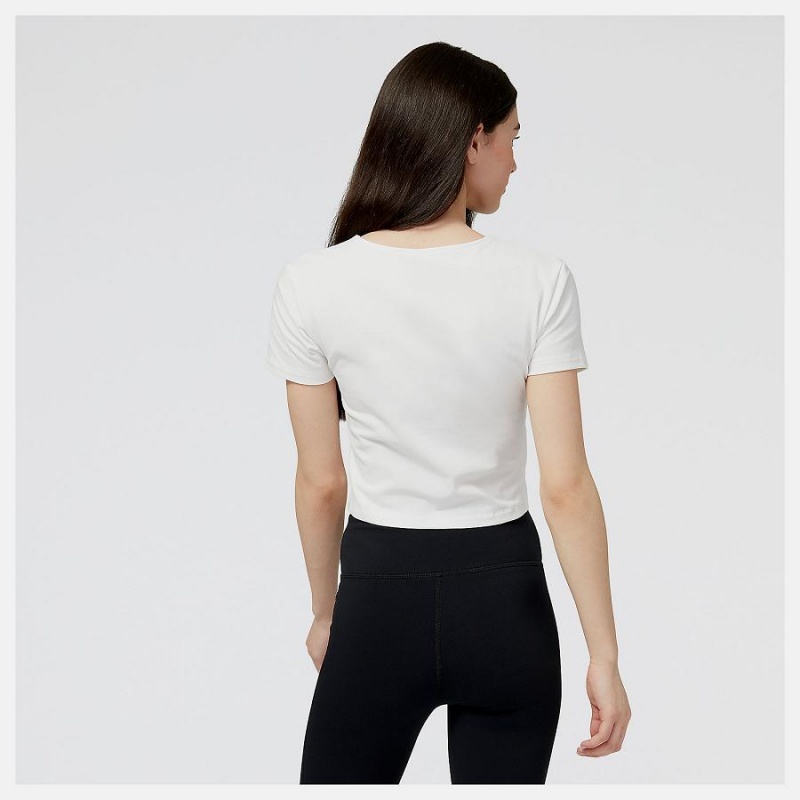 Tops New Balance Essentials New Wave Sleeve Mujer Blancas | EC 2184EX
