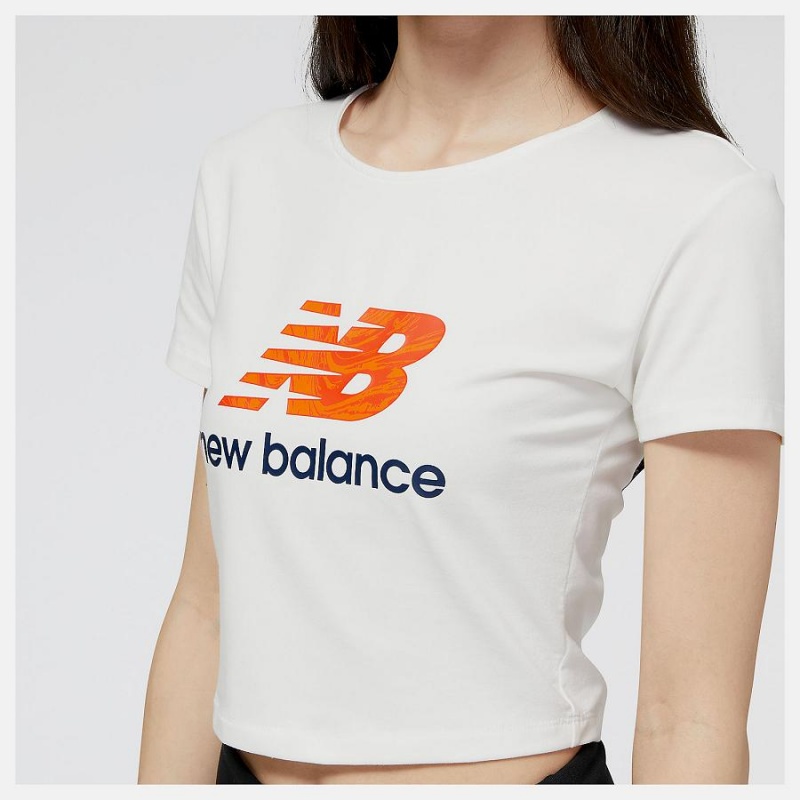 Tops New Balance Essentials New Wave Sleeve Mujer Blancas | EC 2184EX
