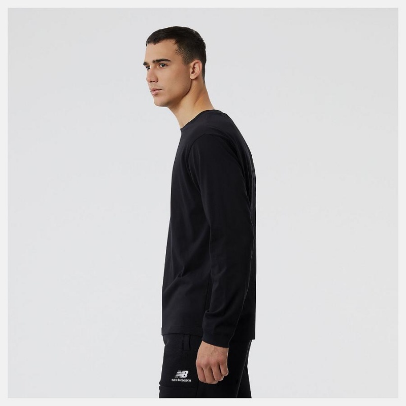 Tops New Balance Essentials Seasonal Long Sleeve Hombre Negras | EC 1506QZ