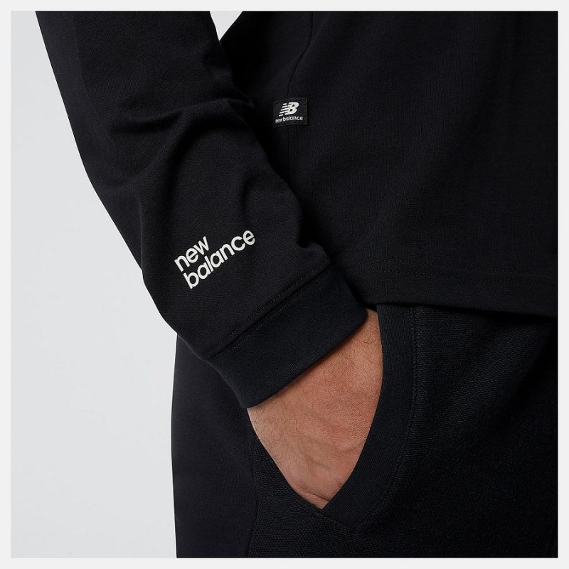Tops New Balance Essentials Seasonal Long Sleeve Hombre Negras | EC 1506QZ
