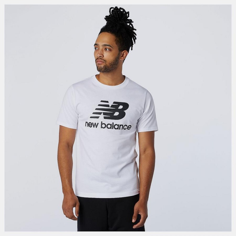 Tops New Balance Essentials Stacked Logo Hombre Blancas | EC 1508EX