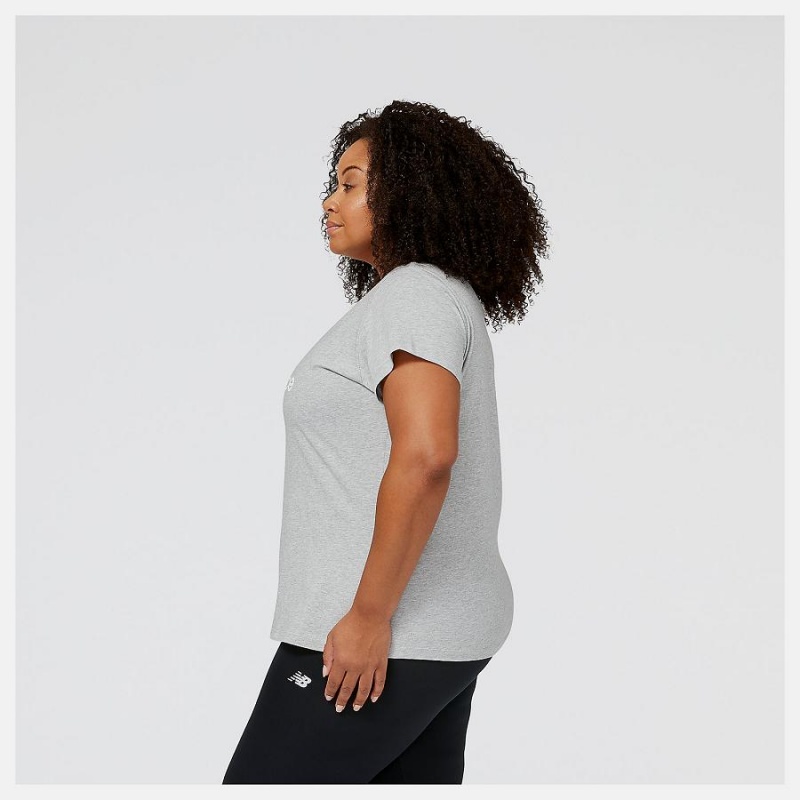 Tops New Balance Essentials Stacked Logo Mujer Gris | EC 2186TV