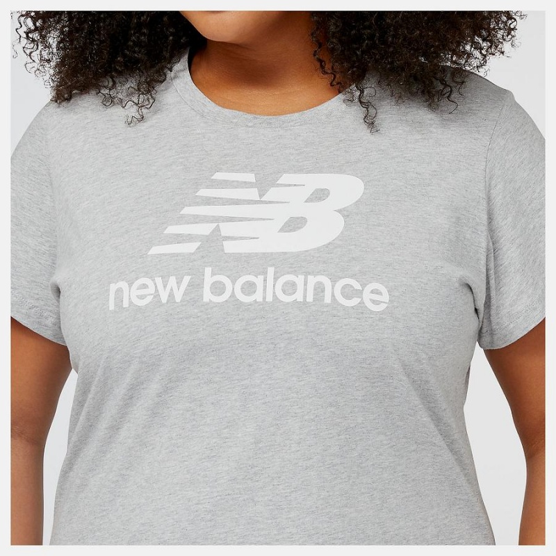 Tops New Balance Essentials Stacked Logo Mujer Gris | EC 2186TV
