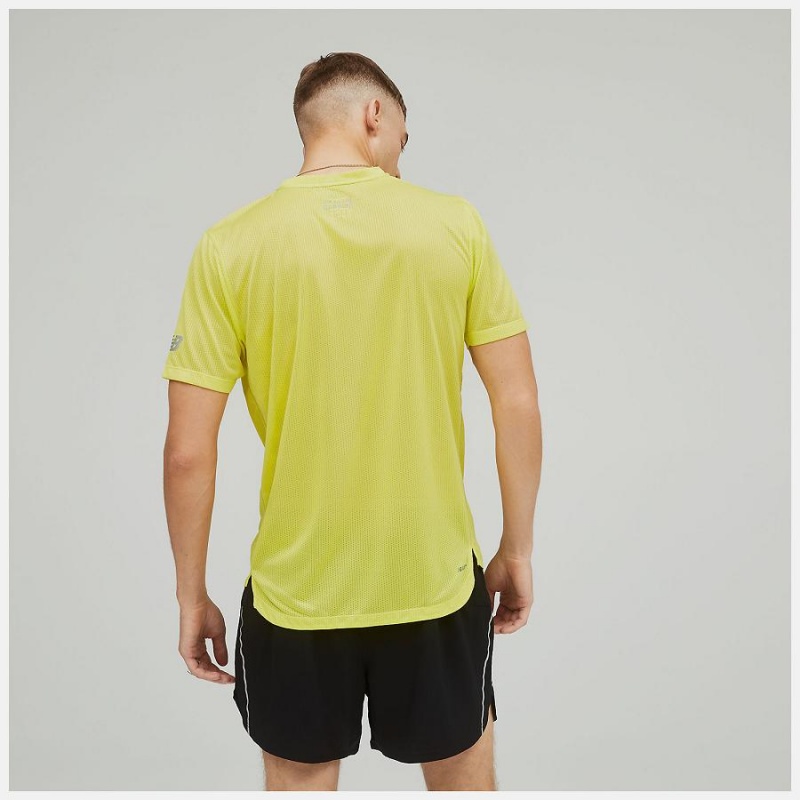 Tops New Balance Estampadas Impact Run Sleeve Hombre Amarillo | EC 1513IS