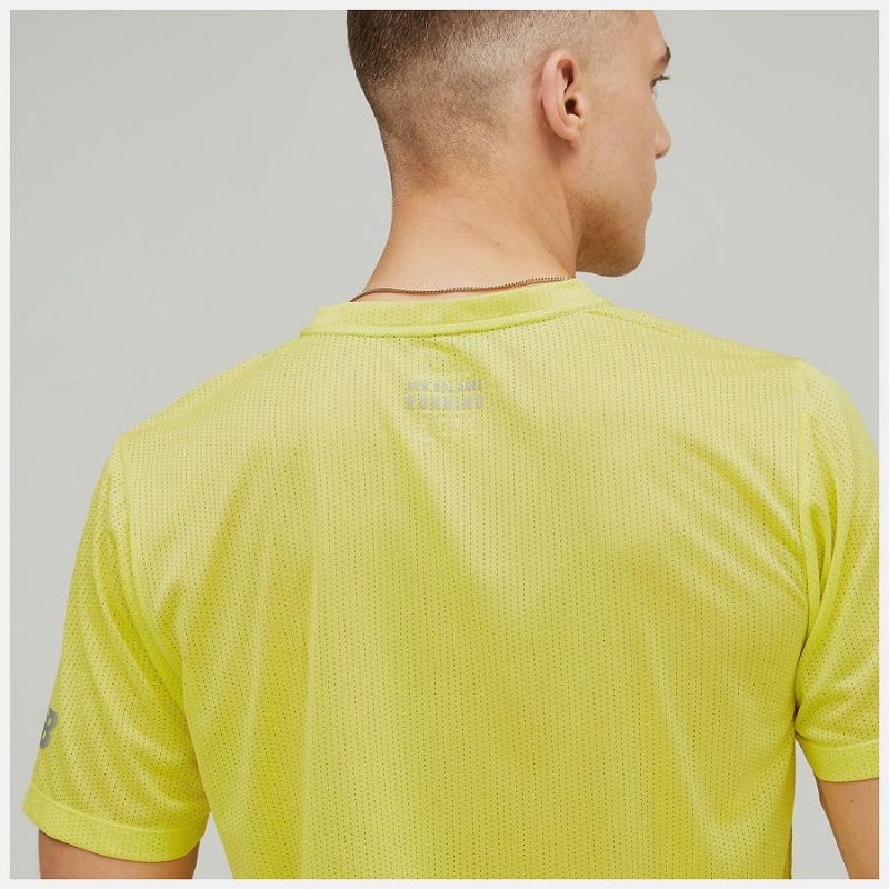 Tops New Balance Estampadas Impact Run Sleeve Hombre Amarillo | EC 1513IS