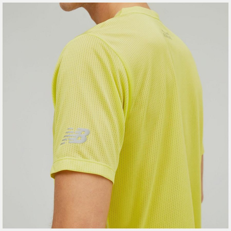 Tops New Balance Estampadas Impact Run Sleeve Hombre Amarillo | EC 1513IS