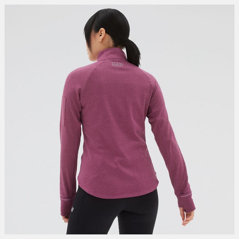 Tops New Balance Heat Grid Half Zip Mujer Rojas | EC 2190OR
