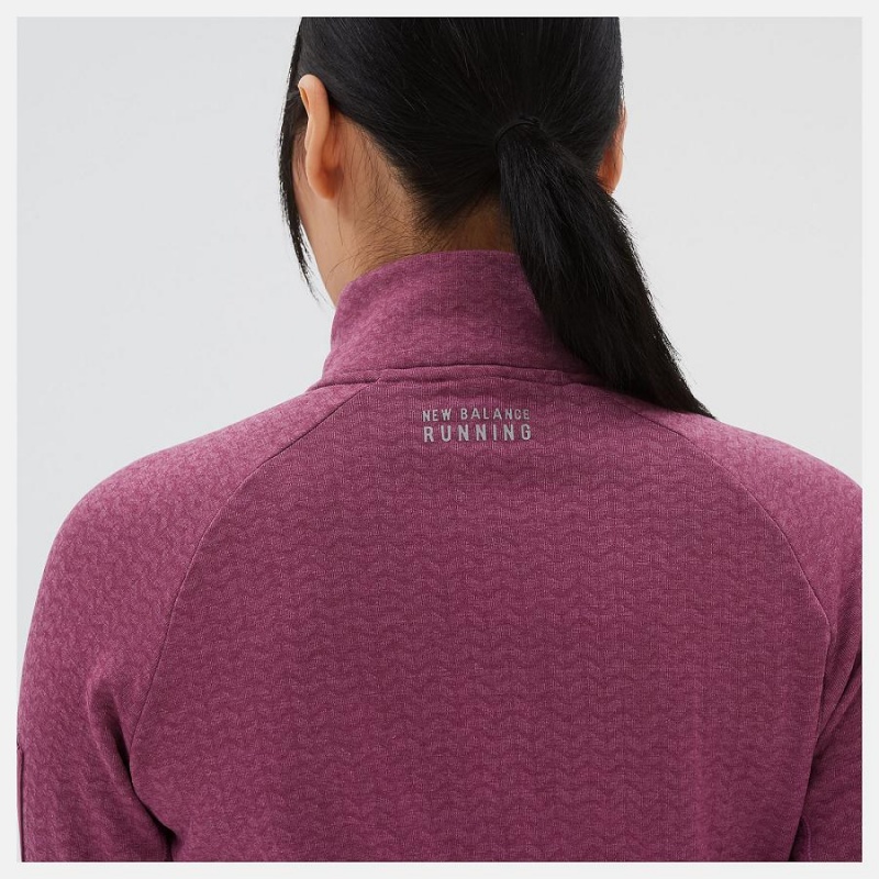 Tops New Balance Heat Grid Half Zip Mujer Rojas | EC 2190OR