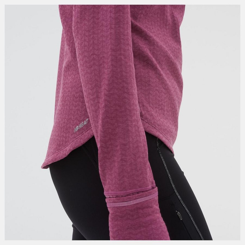 Tops New Balance Heat Grid Half Zip Mujer Rojas | EC 2190OR