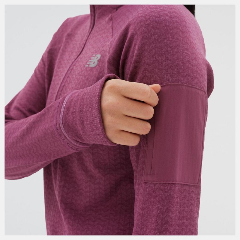 Tops New Balance Heat Grid Half Zip Mujer Rojas | EC 2190OR