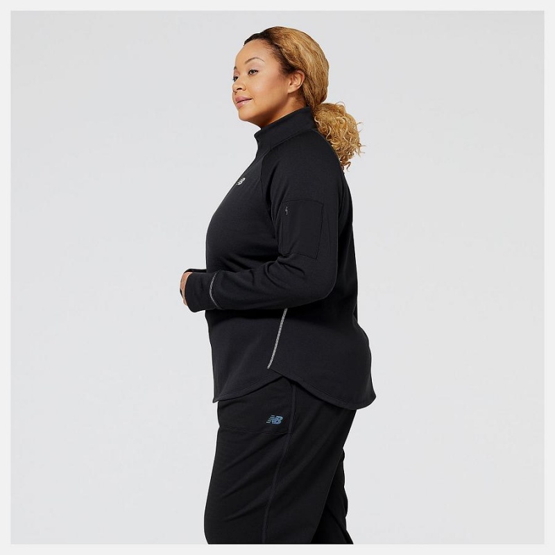 Tops New Balance Heat Grid Half Zip Mujer Negras | EC 2189IS