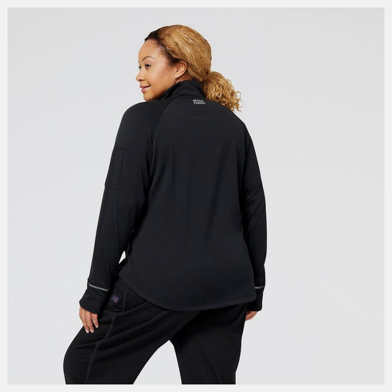 Tops New Balance Heat Grid Half Zip Mujer Negras | EC 2189IS