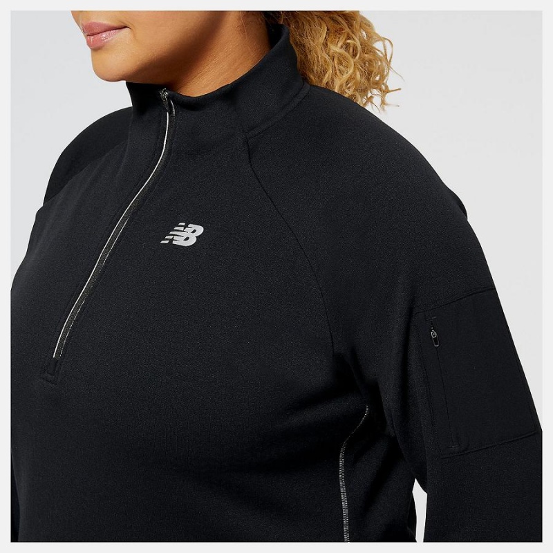 Tops New Balance Heat Grid Half Zip Mujer Negras | EC 2189IS