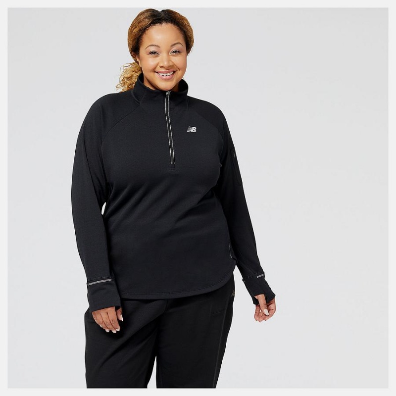 Tops New Balance Heat Grid Half Zip Mujer Negras | EC 2189IS