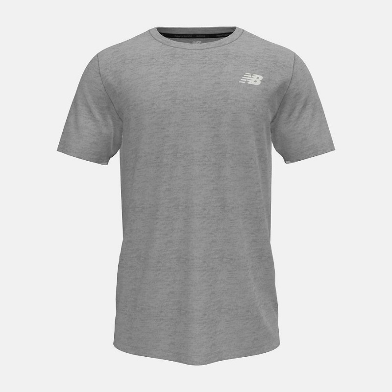 Tops New Balance Heathertech Hombre Gris | EC 1515PQ