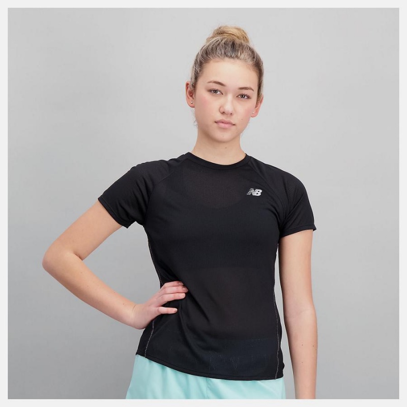 Tops New Balance Impact Run Sleeve Mujer Negras | EC 2192AP