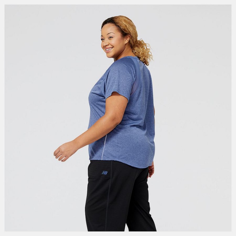 Tops New Balance Impact Run Sleeve Mujer Azules | EC 2191PQ