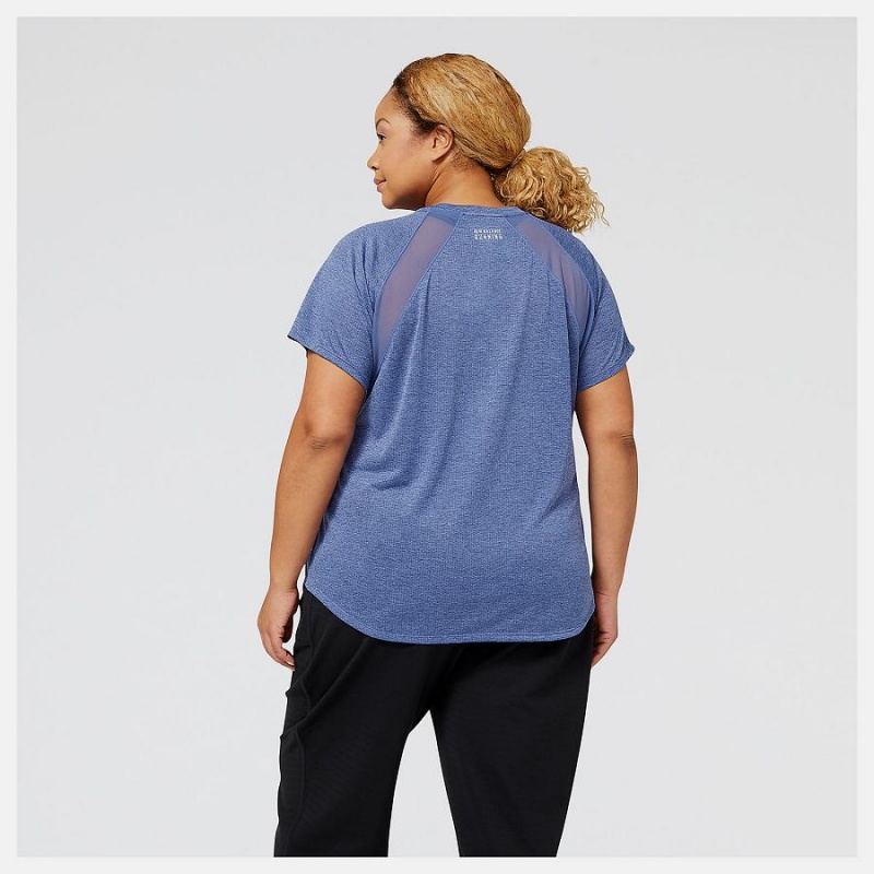 Tops New Balance Impact Run Sleeve Mujer Azules | EC 2191PQ