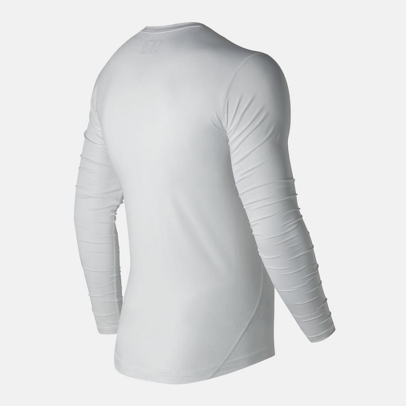 Tops New Balance Long Sleeve Baselayer Hombre Creme | EC 1524LH