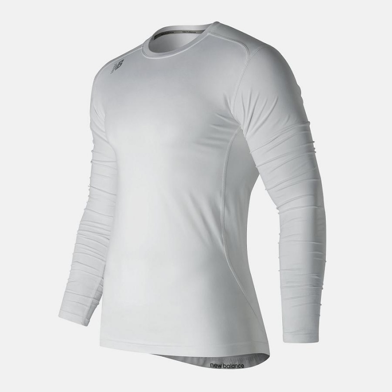 Tops New Balance Long Sleeve Baselayer Hombre Creme | EC 1524LH