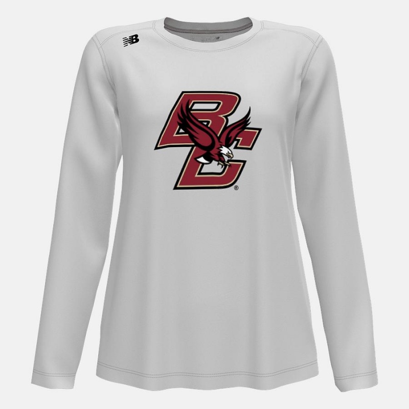 Tops New Balance Long Sleeve Tech(Boston College) Mujer Blancas | EC 2196GL