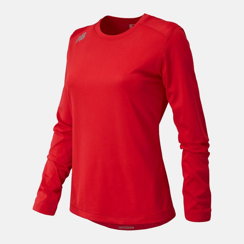 Tops New Balance Long Sleeve Tech Mujer Rojas | EC 2195FM