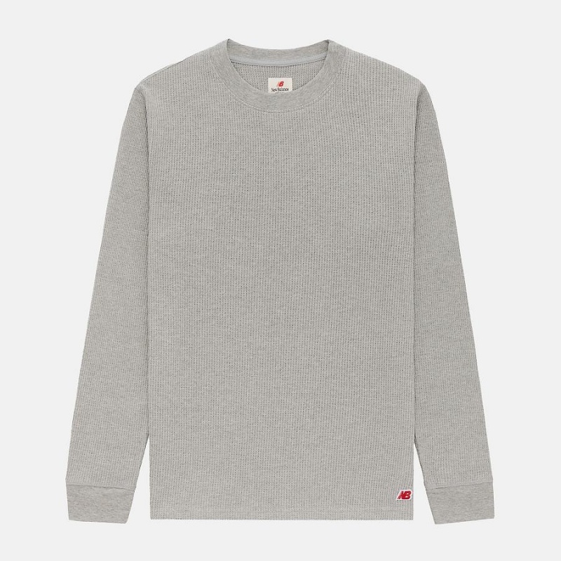Tops New Balance MADE in USA Long Sleeve Thermal T-Shirt Hombre Gris | EC 1529BC