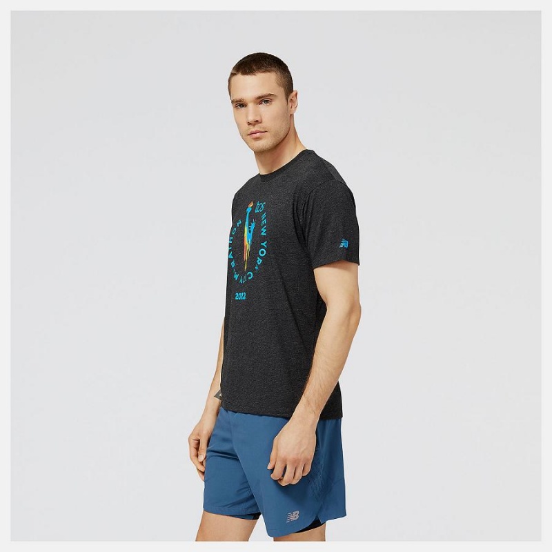 Tops New Balance NYC Marathon Badge Estampadas Hombre Azul Marino | EC 1533WY