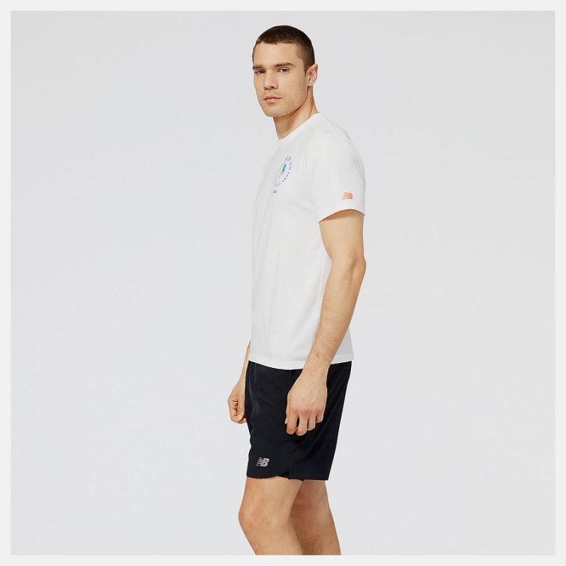 Tops New Balance NYC Marathon Borough Estampadas Hombre Blancas | EC 1534EX