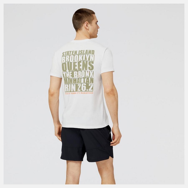 Tops New Balance NYC Marathon Borough Estampadas Hombre Blancas | EC 1534EX
