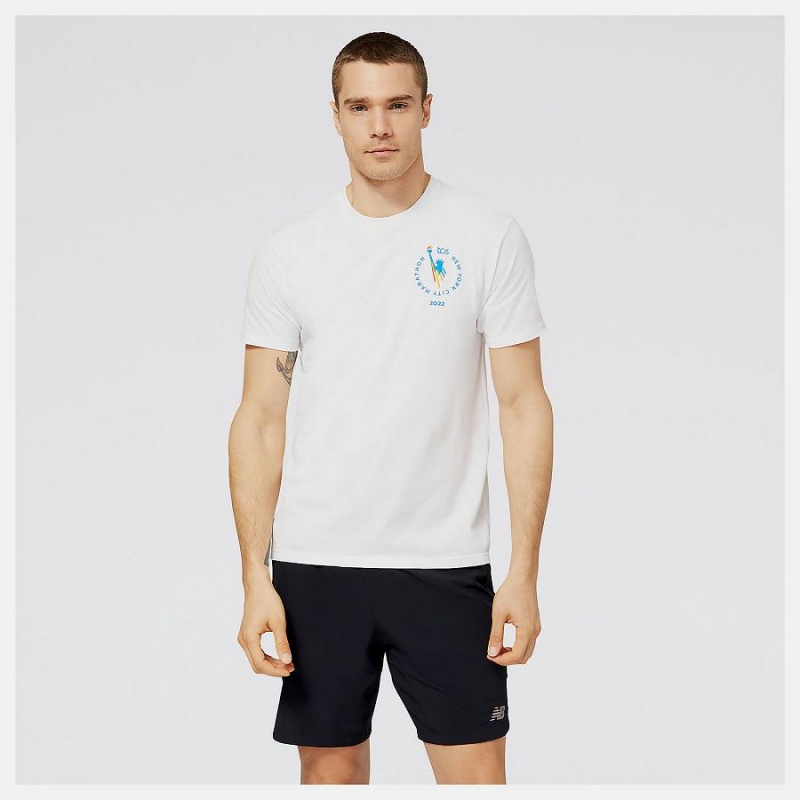 Tops New Balance NYC Marathon Borough Estampadas Hombre Blancas | EC 1534EX