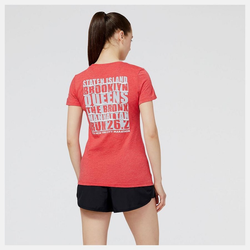 Tops New Balance NYC Marathon Borough Estampadas Mujer Rojas | EC 2200LH