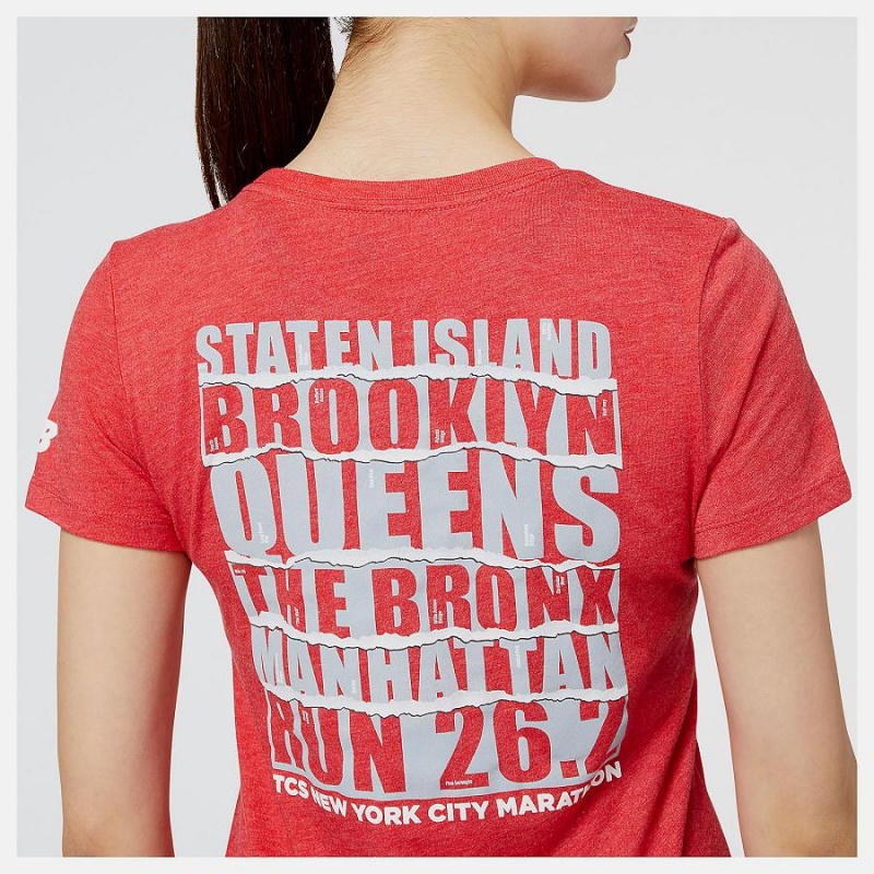 Tops New Balance NYC Marathon Borough Estampadas Mujer Rojas | EC 2200LH