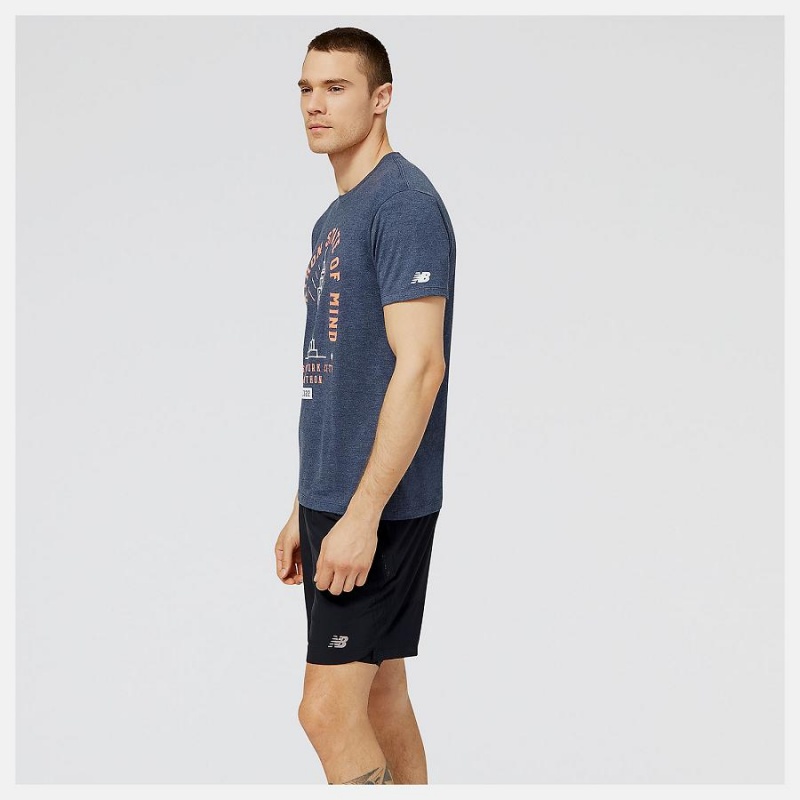Tops New Balance NYC Marathon Empire Estampadas Hombre Azul Marino | EC 1535RW