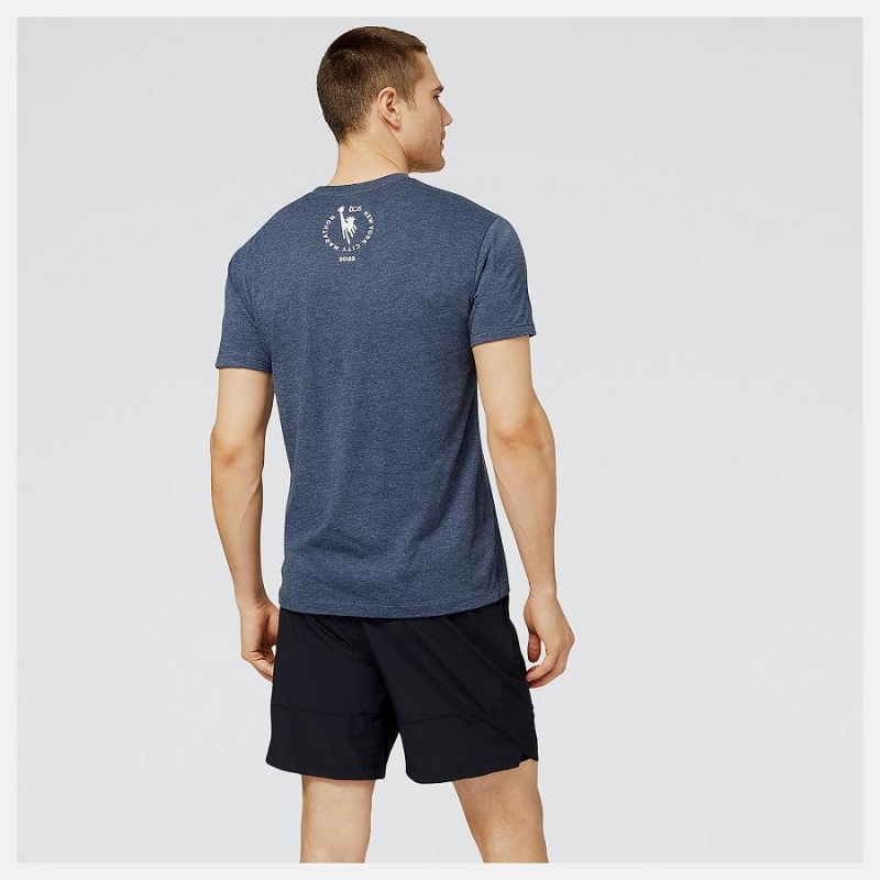 Tops New Balance NYC Marathon Empire Estampadas Hombre Azul Marino | EC 1535RW