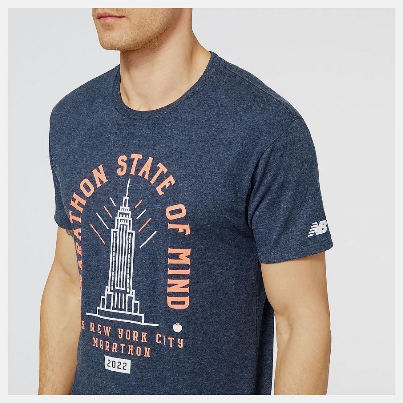 Tops New Balance NYC Marathon Empire Estampadas Hombre Azul Marino | EC 1535RW