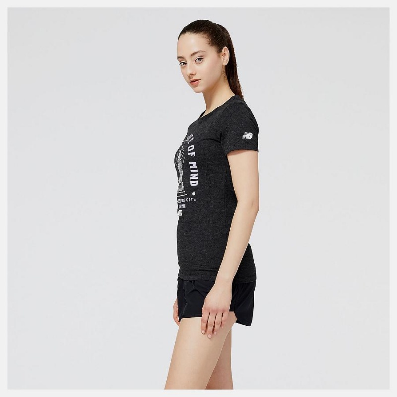 Tops New Balance NYC Marathon Empire Estampadas Mujer Negras | EC 2202XF