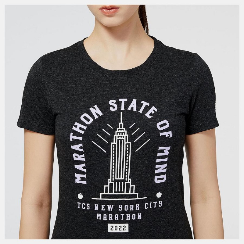 Tops New Balance NYC Marathon Empire Estampadas Mujer Negras | EC 2202XF